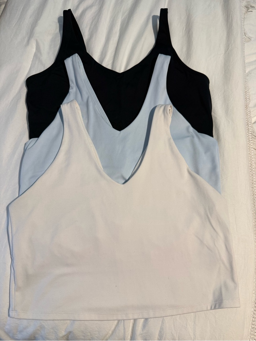 Women’s V-Neck Layering Tank Top - Black, Light Blue, White